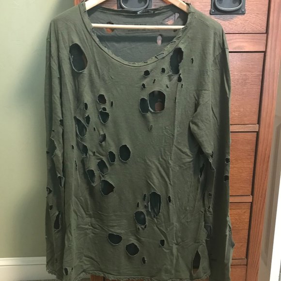 BALMAIN Distressed Linen Long Sleeve (L) - Picture 1 of 2